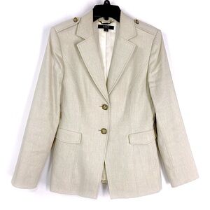 ALEX MARIE Cream Tan Linen Blend 2 button Blazer Size 8